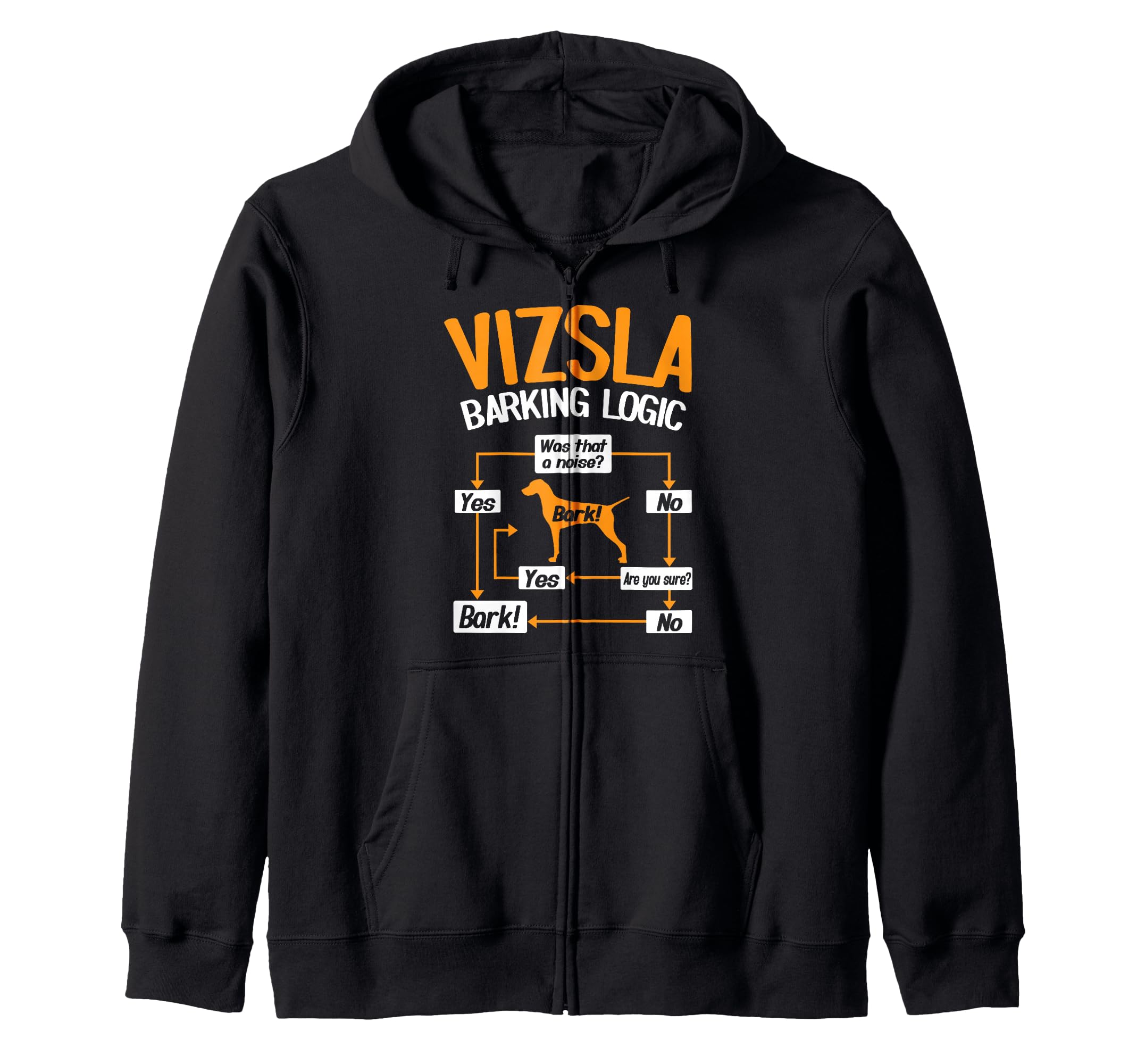 Vizsla Barking Logic Funny Dog Lover Zip Hoodie