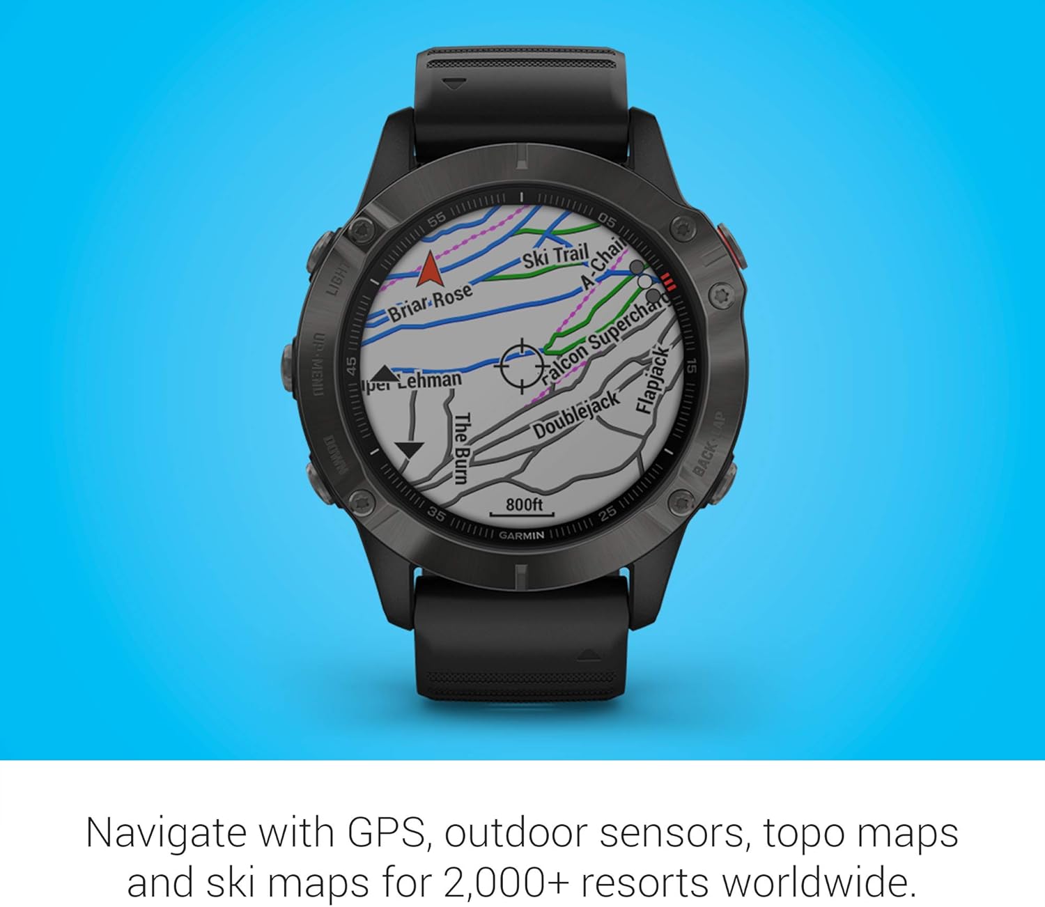 Garmin Fenix 6 Sapphire, Premium Multisport GPS Watch, features Mapping, Music, Grade-Adjusted Pace Guidance and Pulse Ox Sensors, Dark Gray with Black Band