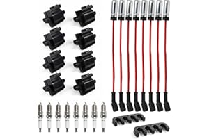 HAYIAUTO Set of 8 UF-271 Square Ignition Coils Pack & Spark Plugs & Spark Plug Wires 8mm Set Fits for Chevrolet GMC Cadillac 4.8L 5.3L 6.0L 8.1L 12556893 12570553 M8-48322R Spark Plug Coil Set