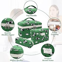 3pc Makeup Bag Set, Quilted Makeup Bag Set, Large