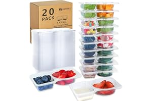 SINTENILL 20 Sets Reusable Snack Containers With Lids, Double Compartment Snack Pack Containers, Portion Control, Meal Prep, 