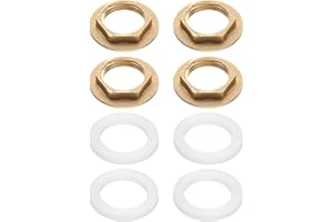 uxcell 4Pcs Brass Lock Nuts Pipe Fitting, G1/2"-14 Female Hex Locknut, Flange Single Hole Faucet Lock Nut with Silicone Washe