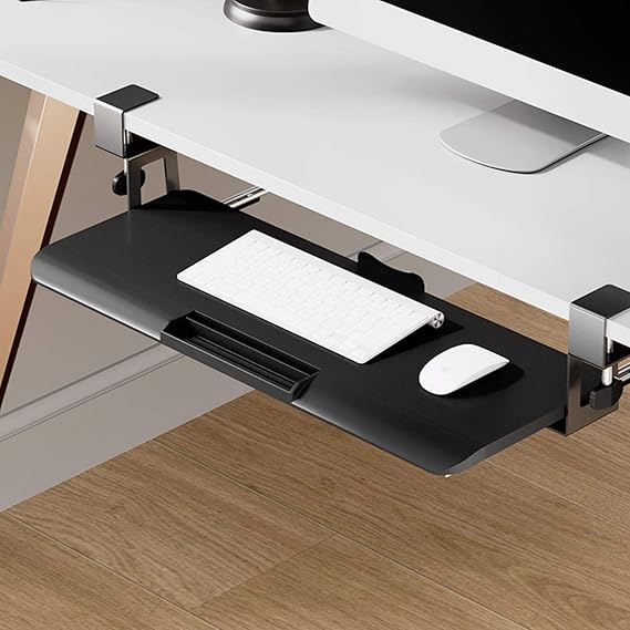 Under Desk Sliding Keyboard and Mouse Tray Clamp On Ergonomic Keyboard