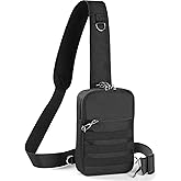 Sling Bag, Tactical Anti Theft Crossbody Bag with Zipper Lock RFID EDC Small Chest Bags for Men Women