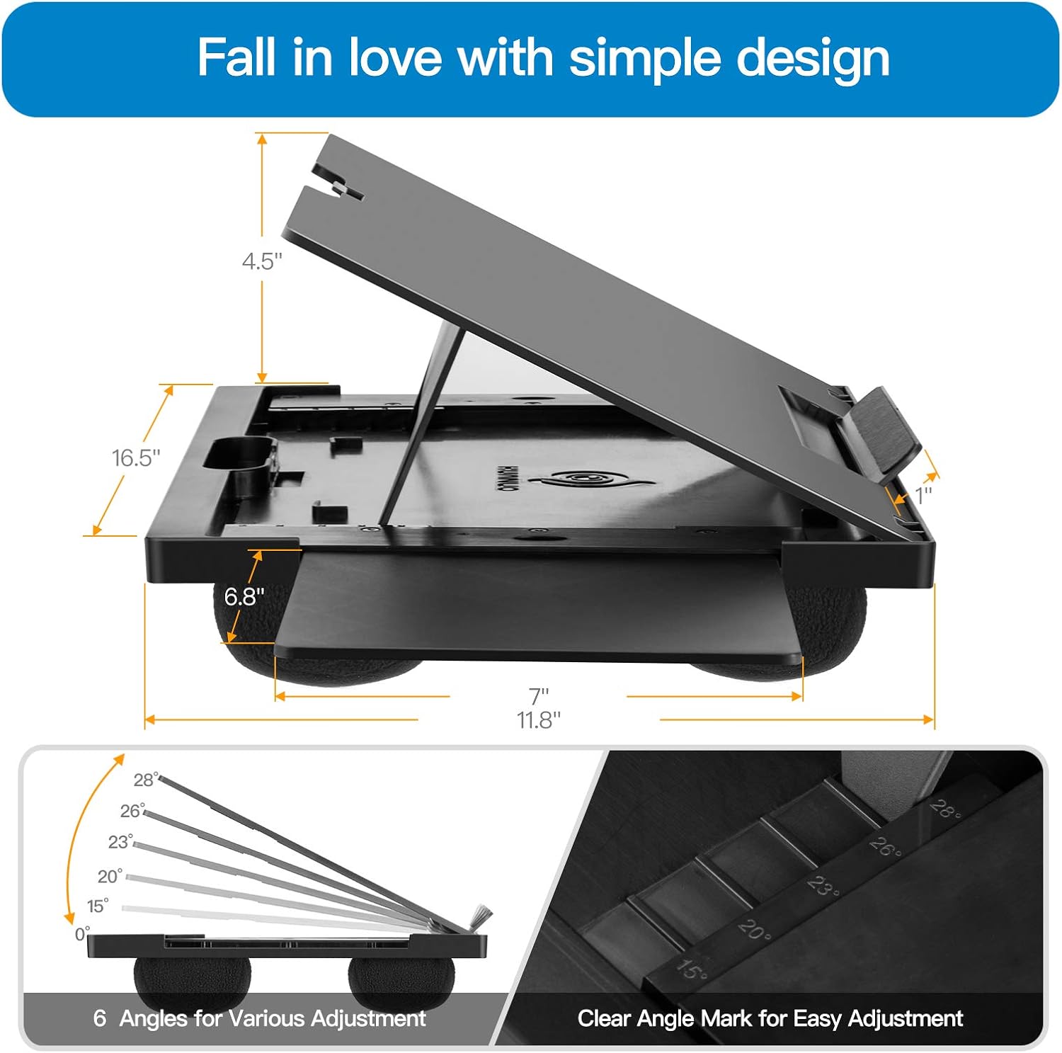 Adjustable Lap Desk - with 6 Adjustable Angles, Detachable Mouse Pad, & Dual Cushions Laptop Stand for Car Laptop Desk, Work Table, Lap Writing Board & Drawing Desk on Sofa or Bed by HUANUO : Electronics