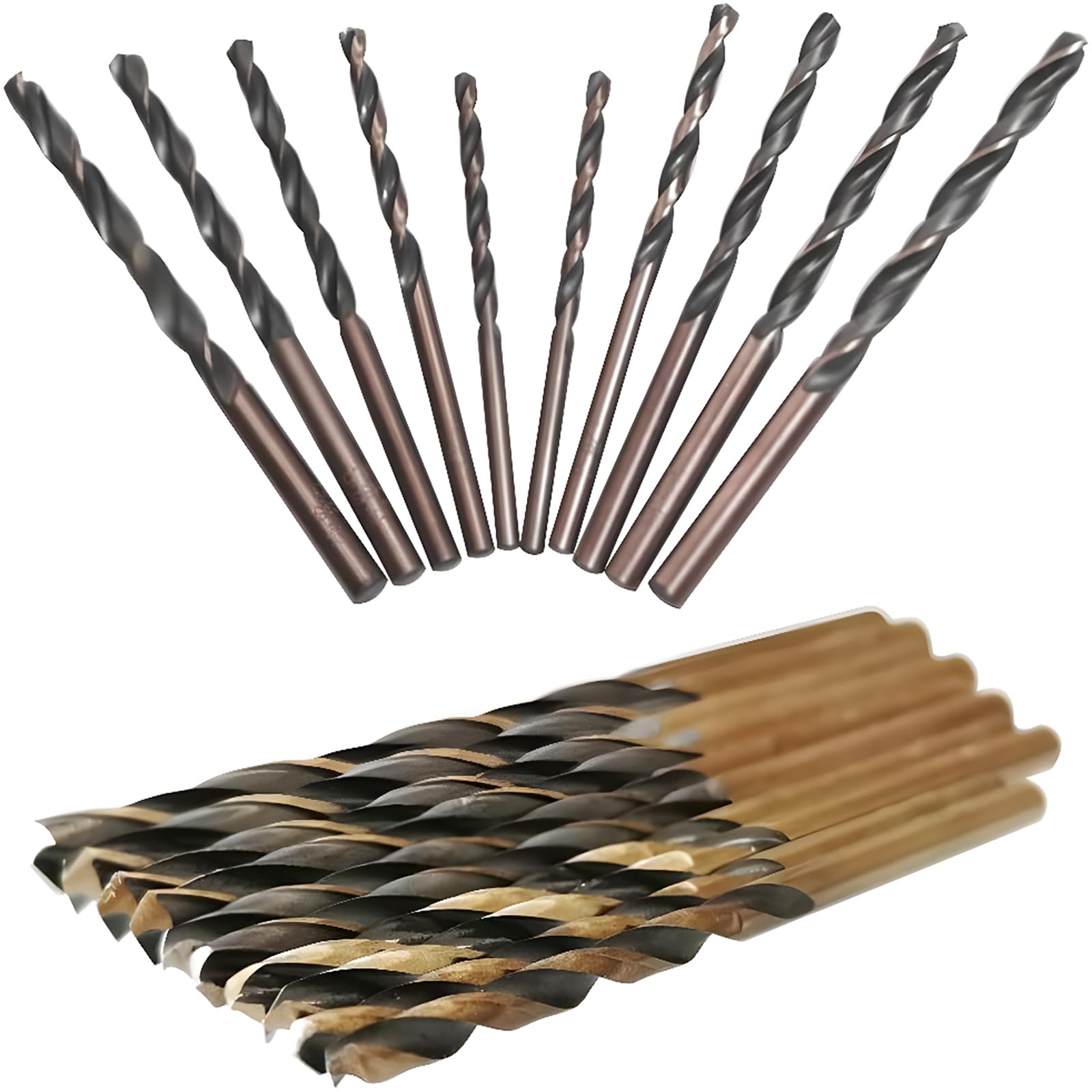 CESFONJER 10pcs HSS High Speed Steel Twist Drill Bits Set, Cobalt Drill Bit, Metal Drill, 3-5mm (2 Each), Universal Drill Bit for Iron, Steel, Aluminum, Wood, Plastic