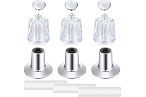 HyqehrtYazc Shower Knob Replacement 3 Pieces Acrylic Hot and Cold Handles Compatible with Price Verve Windsor Tub and Shower Faucets, Clear Bathtub Faucet Handles Replacement
