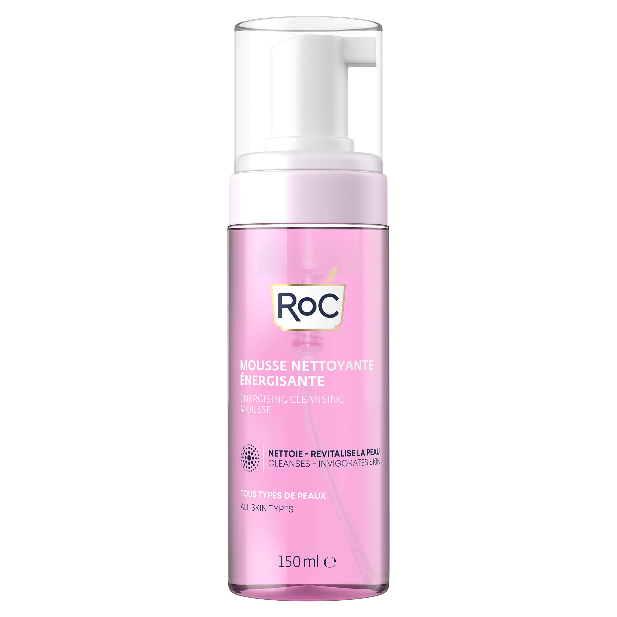 RoC - Energising Cleansing Mousse - Daily Revitalizing Cleanser for All Skin Types - Clean & Refreshed Skin - Minimises Allergy Risks - Glycerin-Based Formula with Mallow Flower Extract - 150 ml