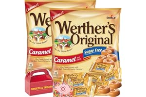 MUCHAI INNOVATIONS Werther's Original Sugar-Free Caramel Hard Candy Individually Wrapped Creamy Soft Smooth | Treat Box Included (Caramel Creamy Rich Taste - 2 Bags)