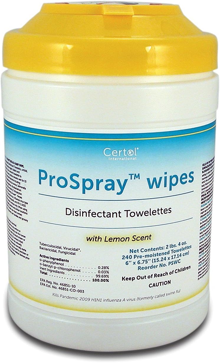 PSW-1 PT# PSW-1- ProSpray Wipes 9"x10" 72/Pk by, Certol International
