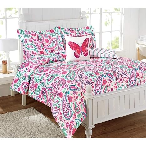 Butterfly Chic Girls Teens Comforter Set 6 Pcs Queen Toys Games