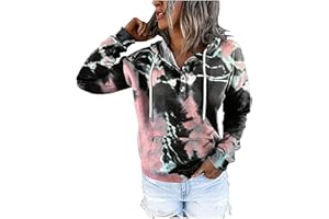 jovati Hoodies for Women Sweatshirt Button Down Tie Dye Shirts Teen Girl Long Sleeve Top 2023 Fall Clothes Hoodie with Pocket
