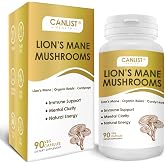 CANLIST Organic Mushroom Complex Capsules with Lion's Mane, Cordyceps, Reishi, Help for Cognitive Focus, Immune Support &amp; Brain Health, Vegan, Non-GMO, 90 Capsules