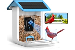 BROAIMX Smart Bird Feeder with Camera, Free AI Forever for 11,000+ Bird Species, 32G TF Card & 1080P HD, Solar-Powered Wireless Outdoor Bird Feeder, App Alerts & Two-Way Audio for Garden Bird Watching
