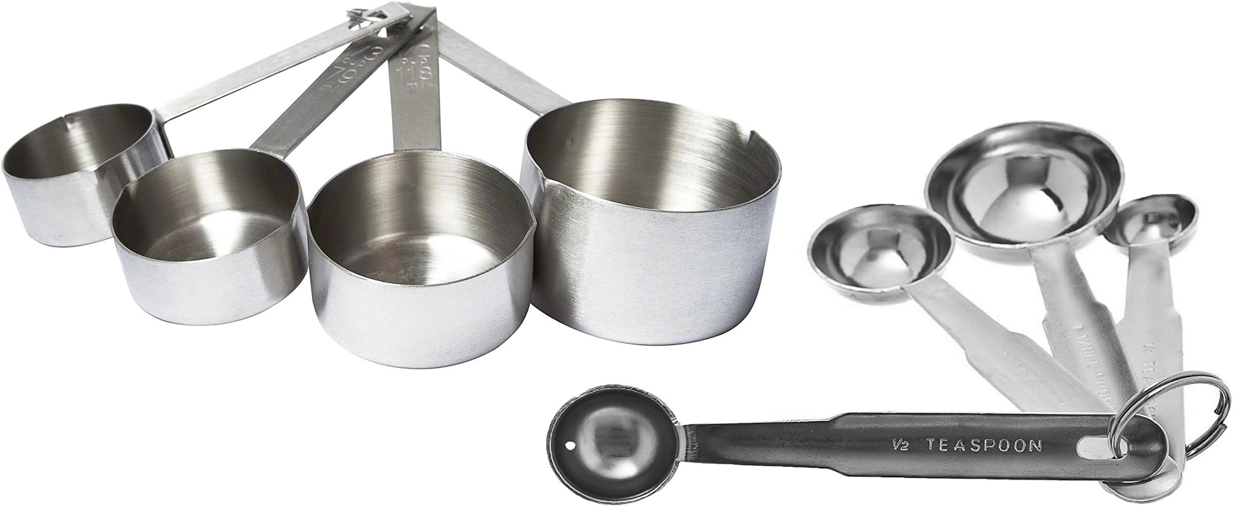 Set of 4 Heavy Measuring Cup and 4 Measuring Spoon