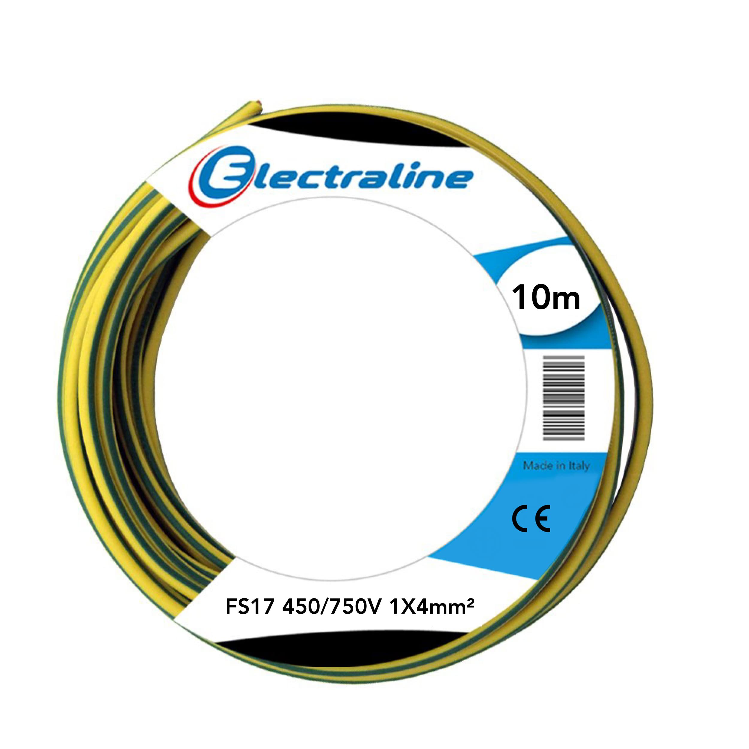 Electraline 13241 FS17 Unipolar Cable - 10 m - 1 x 4 mm2 Section - Suitable for Wiring Trunks - Electrical Circuits - Lifts - Load Mounts