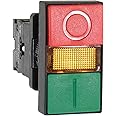 Shopcorp Double Head Push Button with Signal Lamp – On/Off Start/Stop Switch for Home and Industrial Equipment and Mount Panels in Operating Rooms and Distribution Boxes (1 Unit)