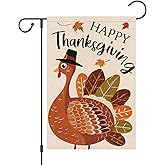 Wodison Happy Thanksgiving Garden Flag 12x18 Inch Double Sided, Turkey Thanksgiving Seasonal Farmhouse Yard Outdoor Decorative Flag