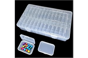 CHSZCHOMER Small Bead Organizers-26 Pieces Plastic Storage Cases Mini Clear Bead Storage Containers Transparent Boxes with Hinged Lid and Rectangle Clear Craft Supply Case DIY project with Sheets Label Stickers
