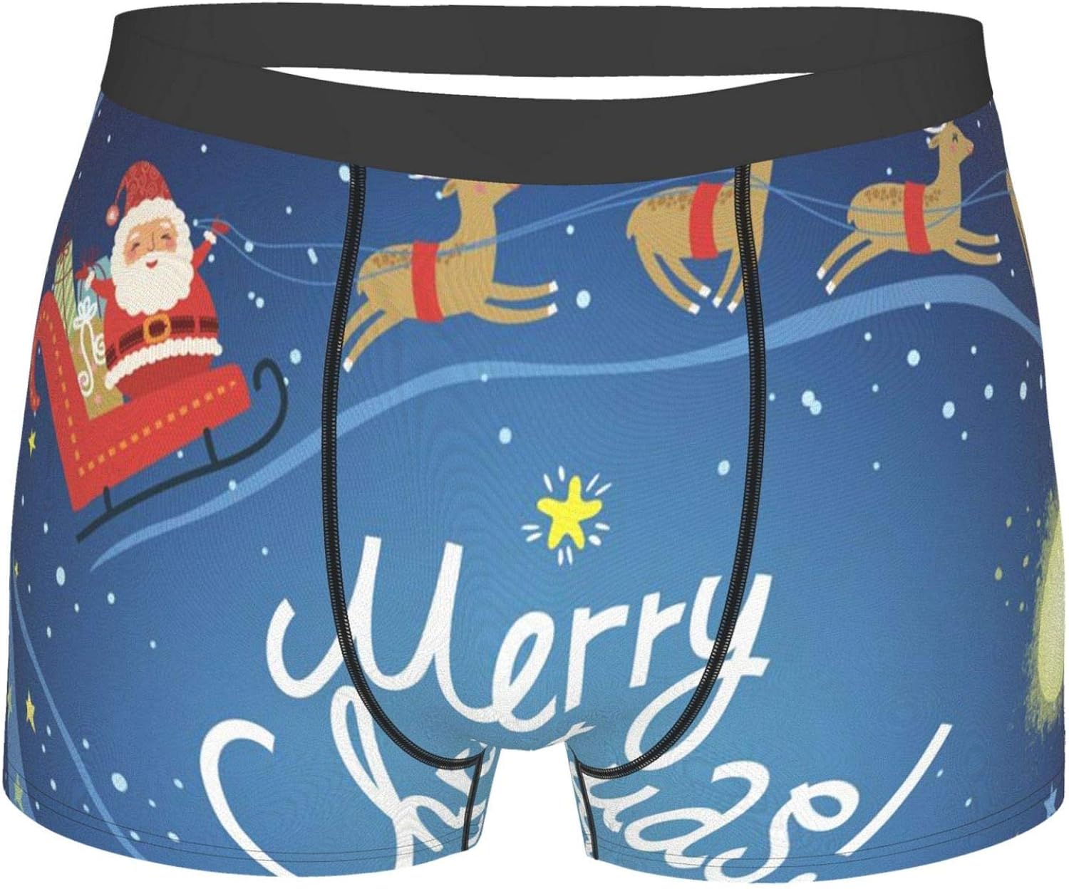 Night Santa Claus Sleigh Christmas Men's Boxer Briefs Underwear with