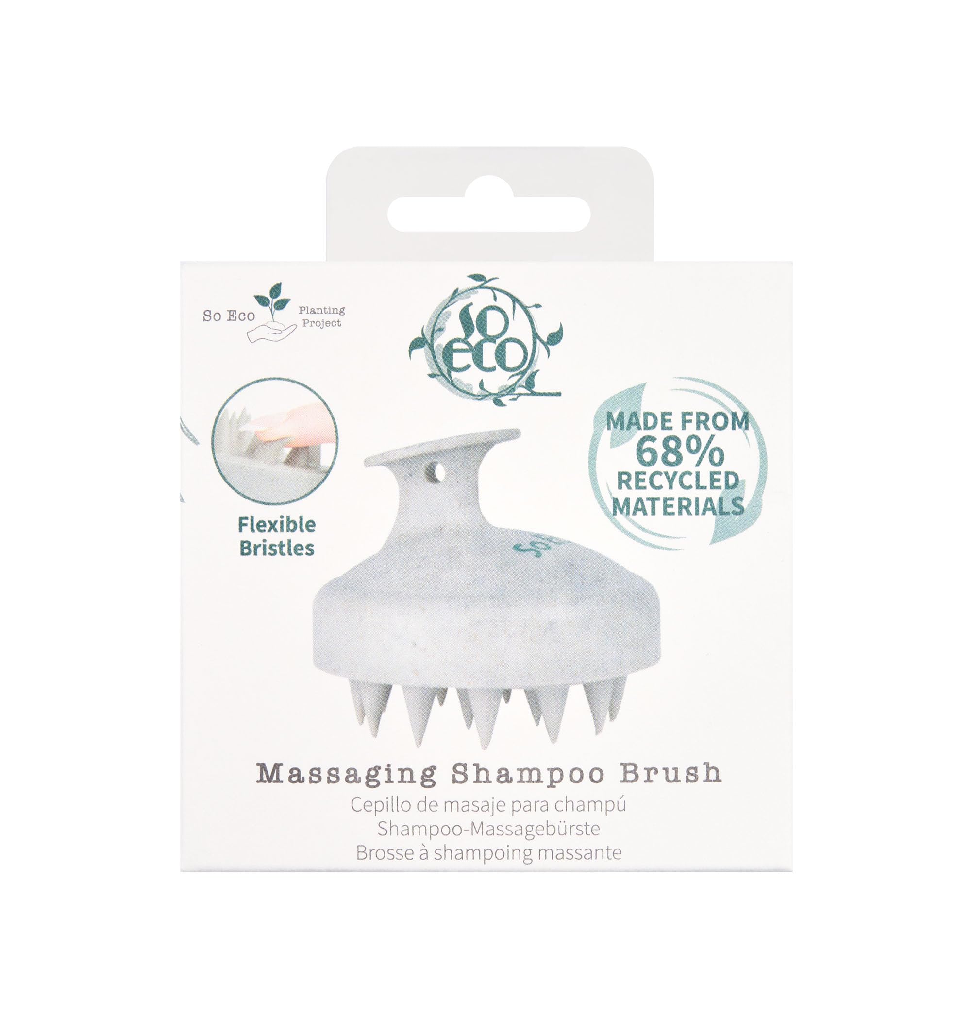 So Eco Massaging Shampoo Brush – Scalp Massager for Deep Cleansing & Scalp Stimulation, Suitable for Most Hair Types, 68% Post Consumer Recycled Materials