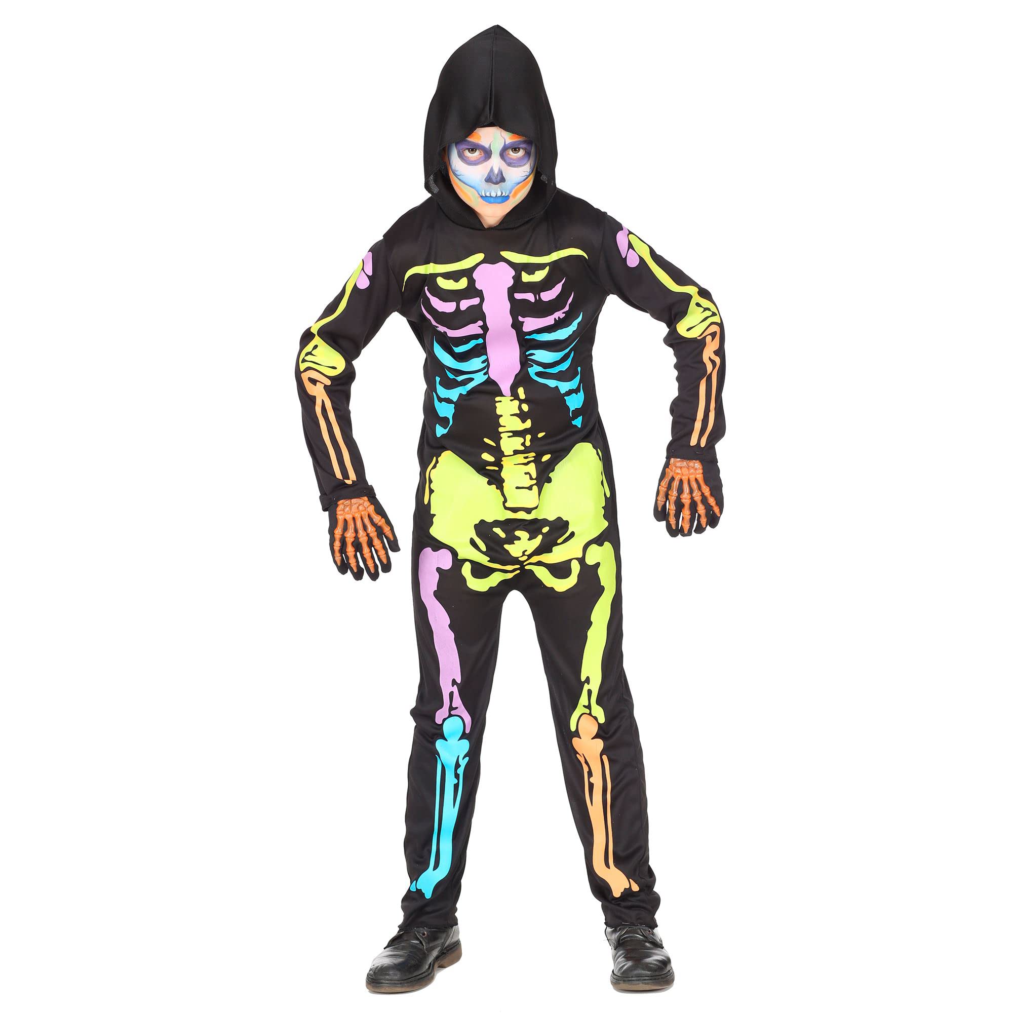 Widmann Widman Colourful Skeleton - Halloween - Childrens Fancy Dress Costume - Medium - 140cm - 8 to 10 Years — image 1