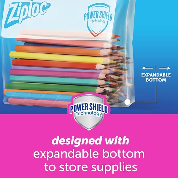 ZIPLOC QUART FOOD STORAGE SLIDER BAGS, POWER SHIELD TECHNOLOGY FOR MORE DURABILITY, 76 COUNT