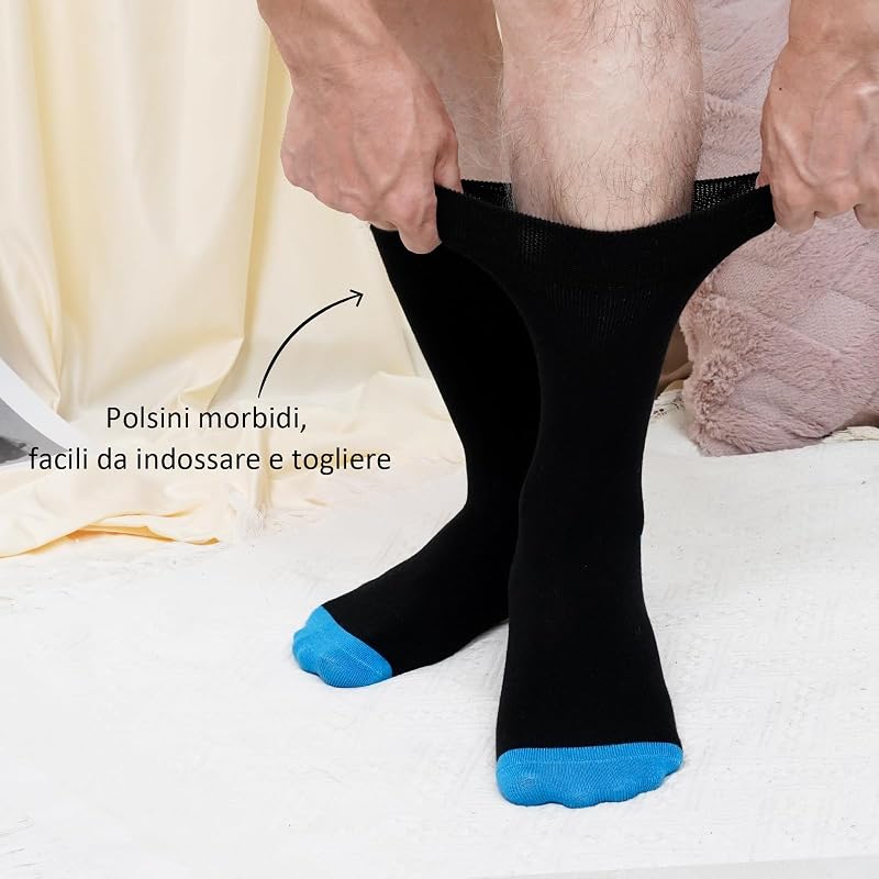 Calze Bambù Uomo Donna: Calzini Estivi Antibatteriche Traspiranti Anti Odore senza Elastico Senza Cuciture per Affari Ufficio Lavoro Running Trekking Nero/Bianco 4 Paia Taglia 35-38 — foto 2 di 7