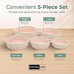 Minmallife Beige/Green 16"x18" Cotton Rope Baskets