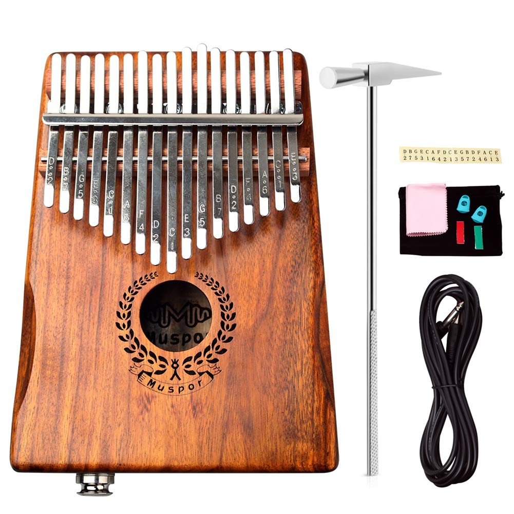 Alnicov 17-Keys Acacia EQ Kalimba,Electric Finger Thumb Piano Built-in Pickup With 6.35mm Audio Interface for Beginners Professional Musical Instruments