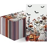 Horaldaily 100Pcs Halloween Paper Napkins, Bat Pumpkin Ghost | Halloween Theme, for Party Dinner Lunch Kitchen Bathroom, Disposable Decorative Guest Hand Towels