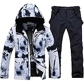 RIUIYELE Men's Ski Jacket and Pants Set Insulated Waterproof Snowsuits Winter Warm Outdoor Skiing Snowboard Jackets for Men