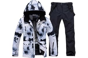RIUIYELE Men's Ski Jacket and Pants Set Insulated Waterproof Snowsuits Winter Warm Outdoor Skiing Snowboard Jackets for Men