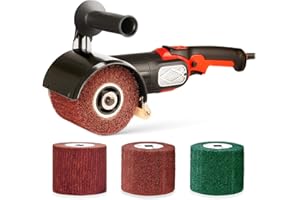 Burnishing Polishing Machine, ZFE 1200W 110V Burnishing Polishing Machine Polisher/Sander Set with 4PCS Non-woven Burnishing Wheels (80# 120# 240# 360#) for Metal and Stainless Steel Polishing