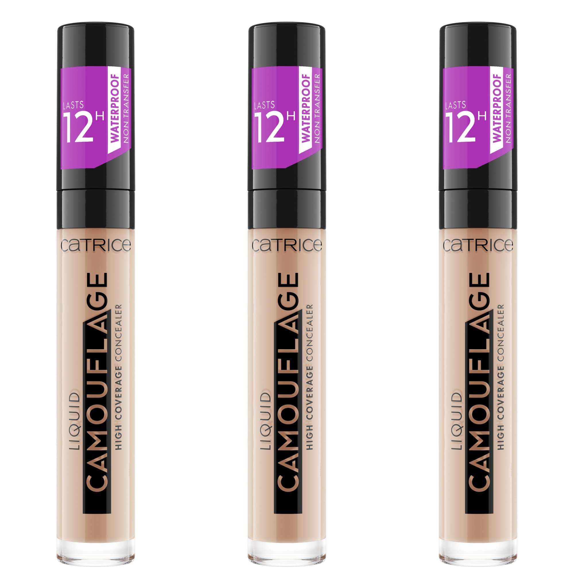 Catrice Liquid Camouflage High Coverage Concealer, Concealer, 12 Hours, No. 010 Porcellain, Nude, for Combination Skin, Long-Lasting, Oil-, Waterproof, Alcohol-, Pack of 3 (3 x 5 ml)