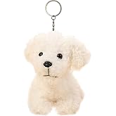 Cute Stuffed Animal Dog Anime Plush Key Chain, Fashion Accessory Backpack Clips, Kindergarten Gift, Handbag Pendant, 5 inch (White)