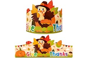 FaCraft 24PCS Thanksgiving Turkey Hats for Kids Aults Thanksgiving Turkey Paper Crowns Headbands Turkey Crafts for Kids Classroom School Family Fall Thanksgiving Party Games Favor Turkey Decorations