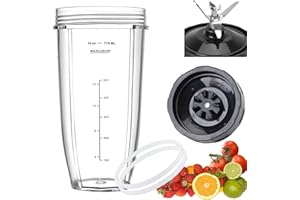 ABTER [New Model] Replacement 7 Fins Male Blade&24oz Blender Cup Compatible For Nutri Ninja Blender [4 Inch Male 7 Fins Blade]