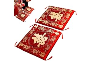 2Pcs Chair Pad, Soft Thickened Wedding Pillows for Kneeling Removable Zippered Chair Cushions, Festive Exquisite Chinese Deco