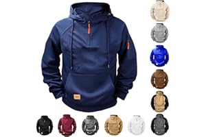 BXJX Big and Tall Hoodies for Men Quarter Zip Up Tactical Hoodie Pullover Fall Winter Fashion Hooded Sweatshirt Pockets