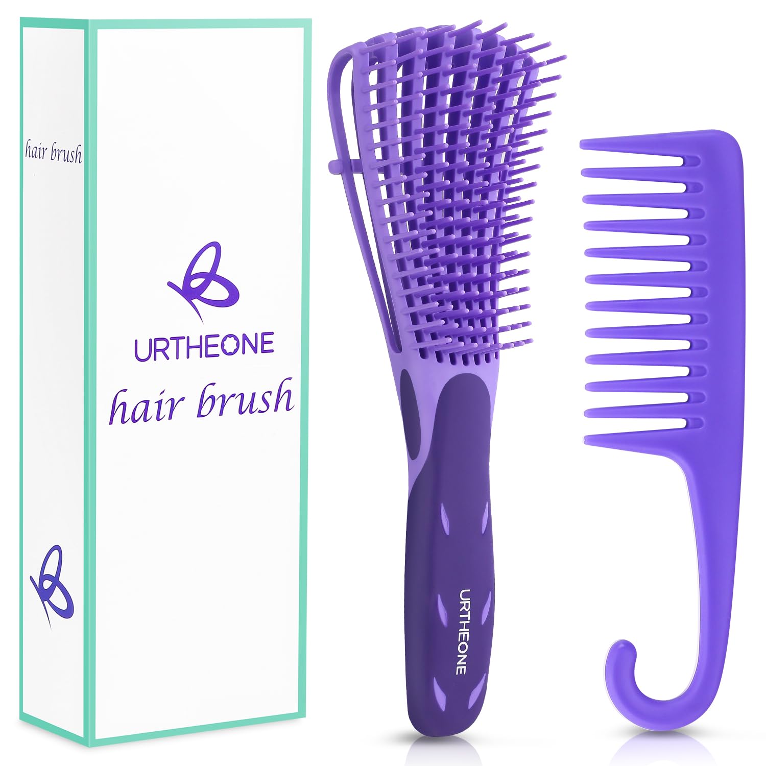 Hair Brush,Detangle Hair Brush, Detangler Brush for Women Men Adults Kids Afro American Type 3a-4c, Detangling Nylon Bristle Brush for Kinky Curly Coily Wavy Wet and Dry Hair,Purple