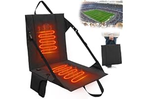 HUIJUKEJI Heated Stadium Seat Cushion Pad Cordless Rechargeable 149F USB Battery Heated Bleacher Cushion Portable Heating Pad with Backrest Heating for Outdoor Camping, Fishing - 3 Heat Settings (NO Power Bank)