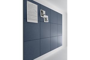 Bumusty Large Cork Board 47"x35" Alternative - 12 Pack Felt Wall Tiles with 70 Safe Removable Adhesive Tabs, 30 Pushpins, Cork Boards for Walls Pin Board Bulletin Board Office Decor (Denim Blue)