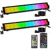 Yeesite LED Stage Wash Light Bar 2Pack for Outdoor Indoor Party | 16" 48W RGBCW Wash Lights, APP &amp; Remote Control, IP66 Waterproof, Sound Activated Music Sync, For Halloween Garden Landscape