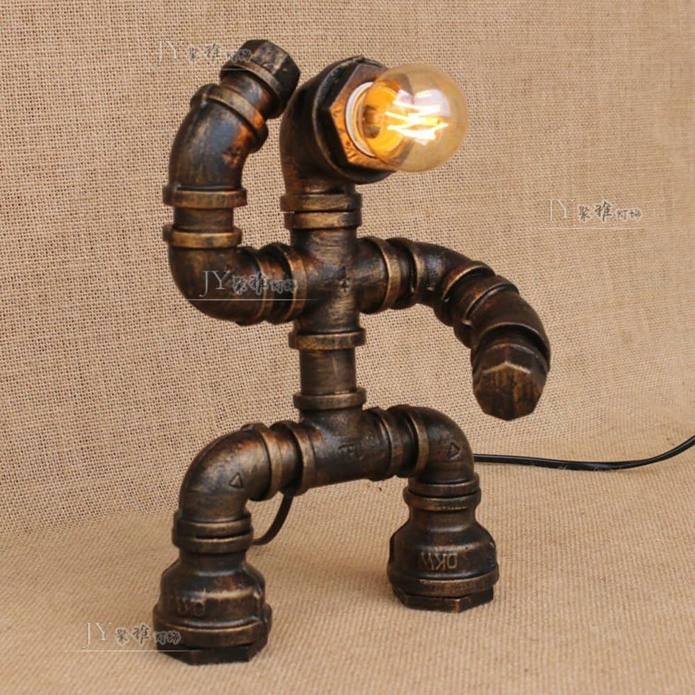 XCH Dazzling DL Table Lamp Creative Iron Craft Robot Table Lights, Retro LED Energy Saving Desk Lamp, Bar Restaurant Cafe Water Pipe Desk Light, E27 Interface, AC 110-240V(Not Including Light Bulbs)
