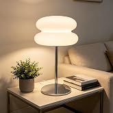xiaojuande Bedroom Mushroom lamp, Medieval Modern Bedside Table lamp, dimmable Retro Egg Tart Headlight, Unique Home Mushroom Decoration Aesthetic Lovely Living Room Desk lamp (White)