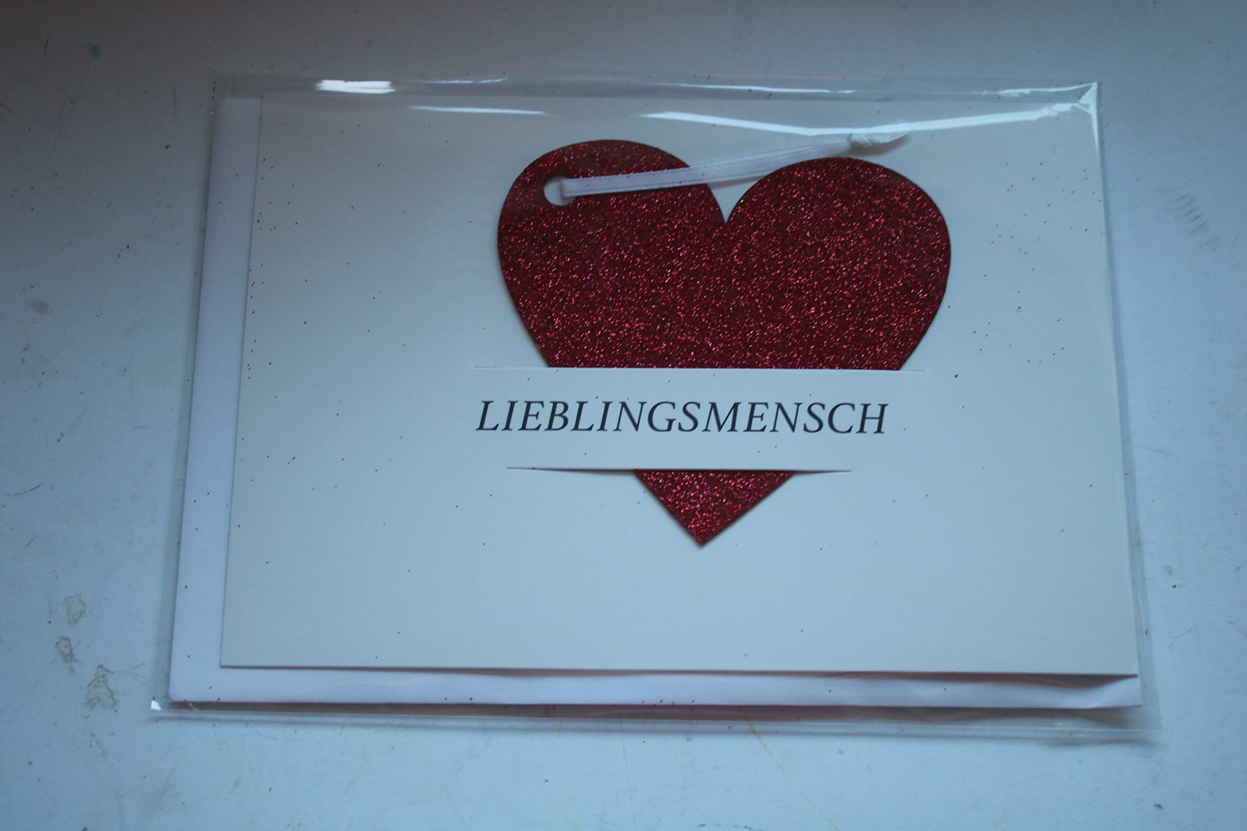 Perleberg Lifestyle Birthday Card - Heart, Pendant Ribbon Glitter - 11.6 x 16.6 cm