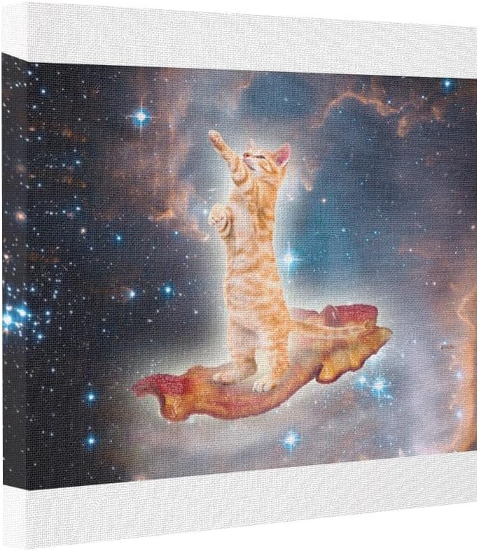 Butter Tisse Canvas Picture Frames Bacon Surfing Cat in the Universe Framed Canvas Art