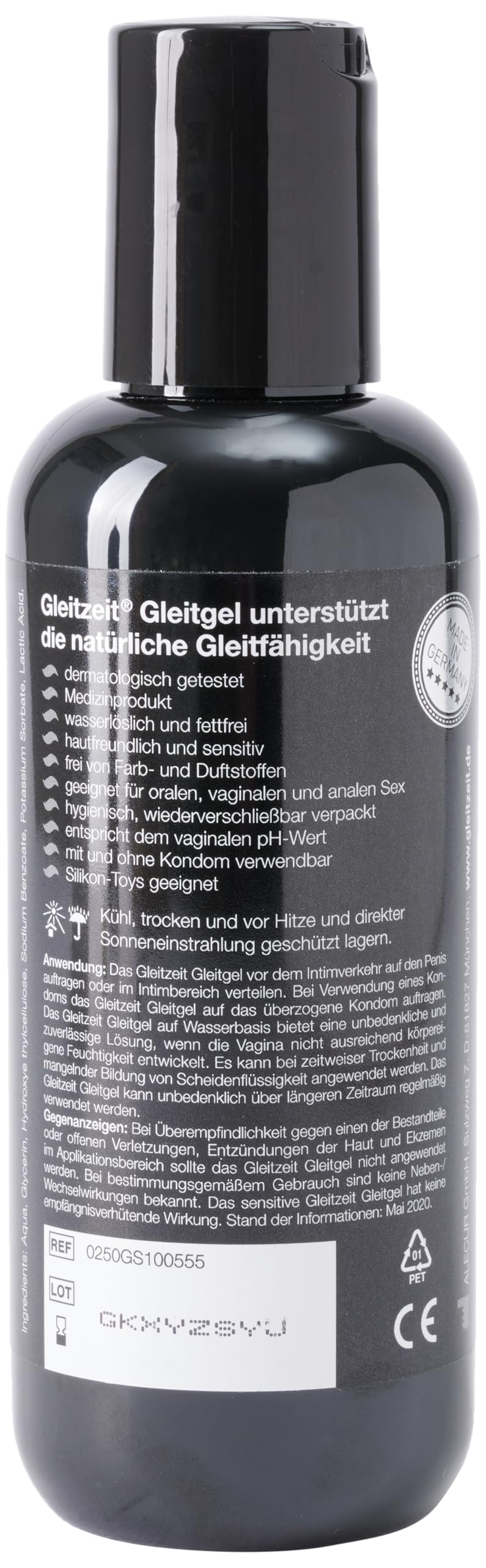 Gleitzeit® Gleitgel Wasserbasiert für Männer, Paare | Silikon Toy sicheres Gleitmittel, pH-Optimal & Hautfreundlich – Dermatologisch excellent getestet, 250ml 2
