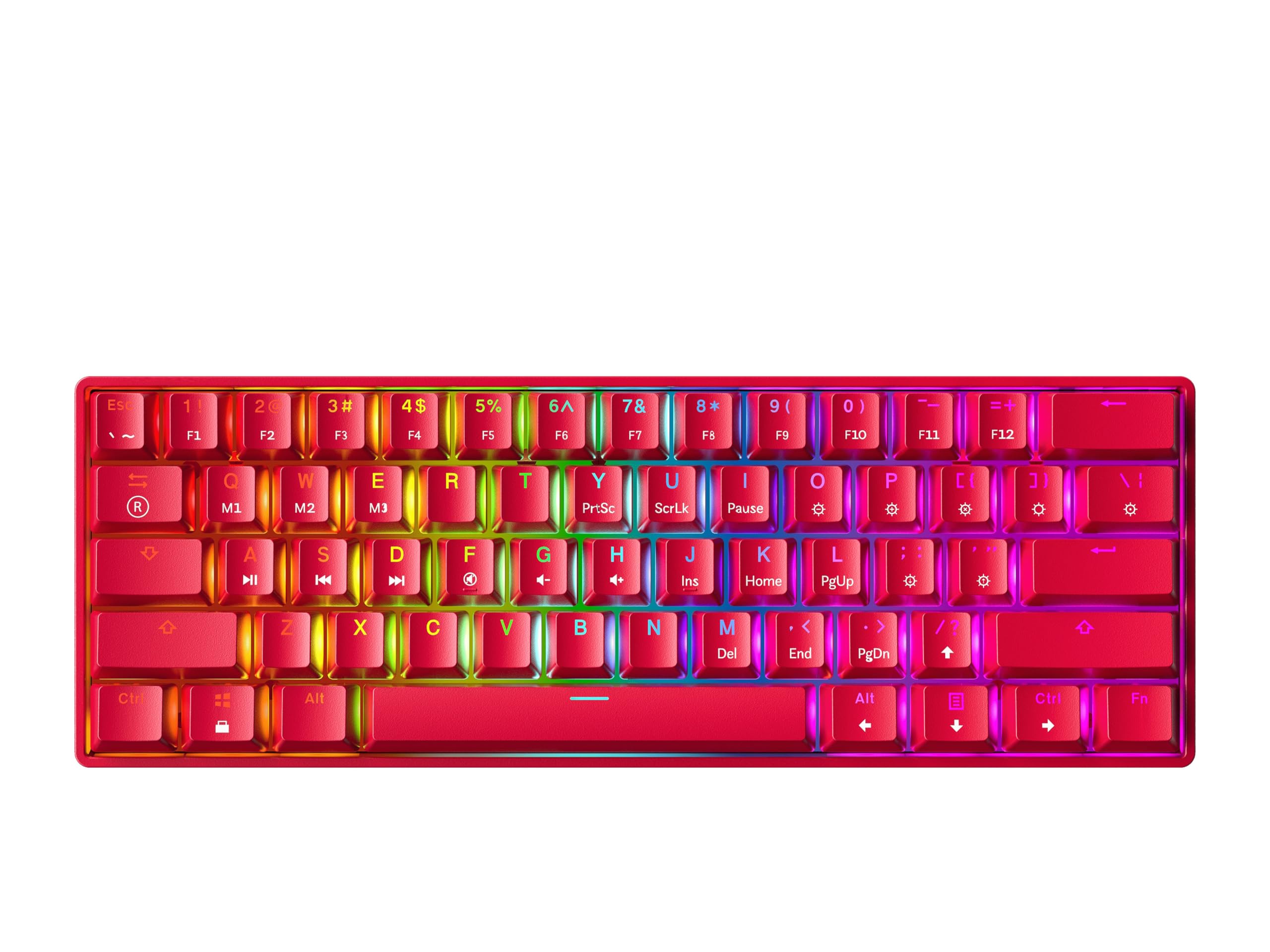 GK61 Mechanical Gaming Keyboard - 61 Keys Multi Color RGB Illuminated LED Backlit Wired Programmable for PC/Mac Gamer (Gateron Optical Brown, Red) Image